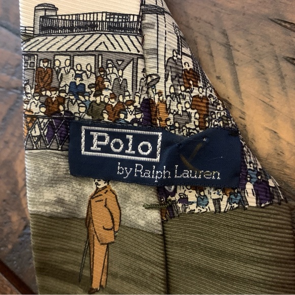 Vintage 90’s polo Ralph Lauren tie rare golf made by hand from pure silk red - Picture 5 of 11